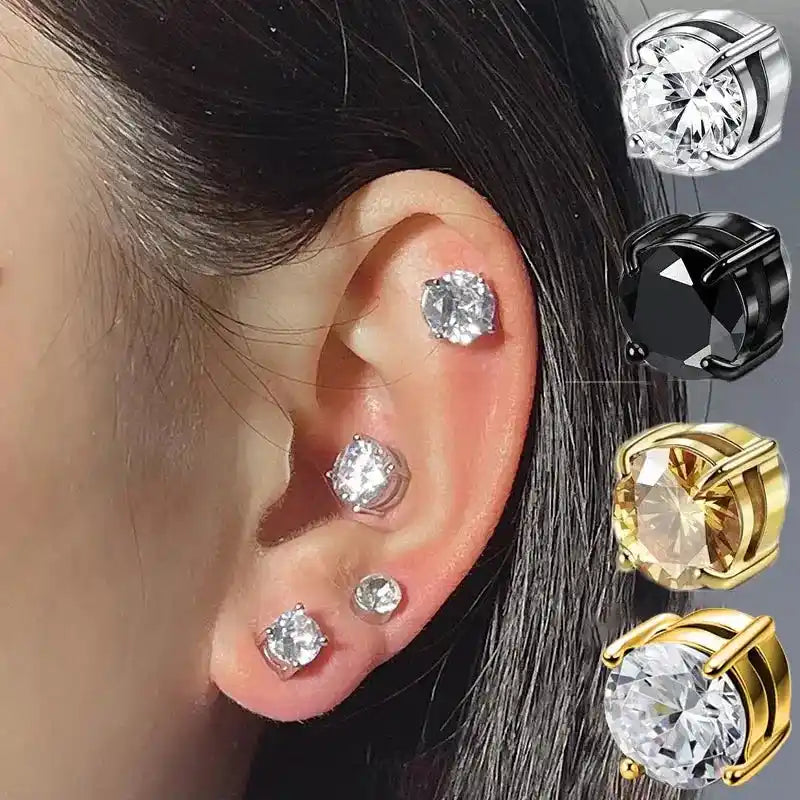 Non Piercing Earrings | Crystal Magnetic Clip-On Studs for Men & Women Dropified