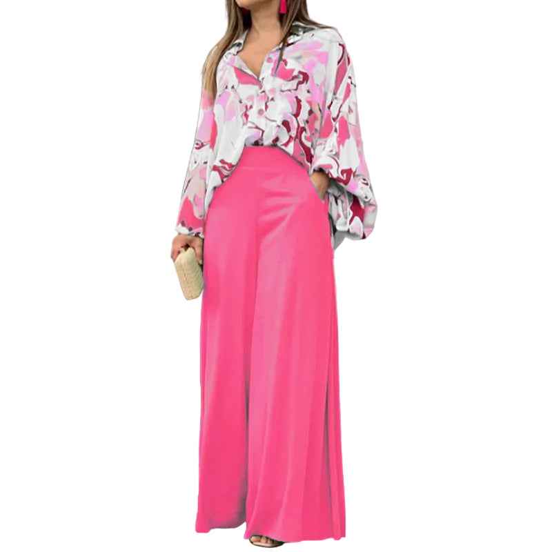Women’s Printed Wide‑Leg Pants – Lightweight Casual Trousers