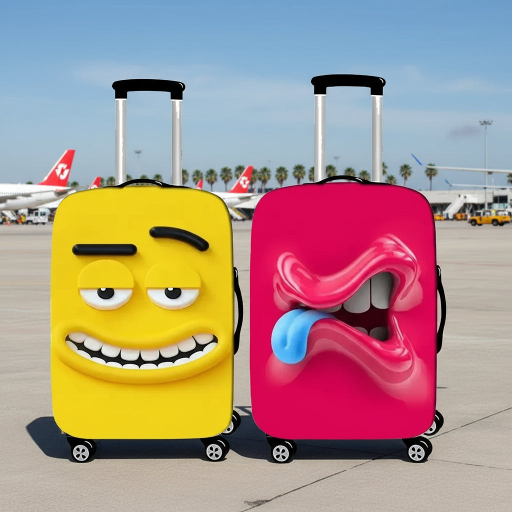Funny Expression Luggage Covers | Elastic Suitcase Protector (S–XL)