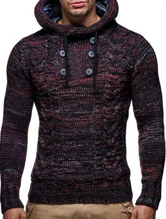 Hooded Turtleneck Sweater – Casual Knit Pullover