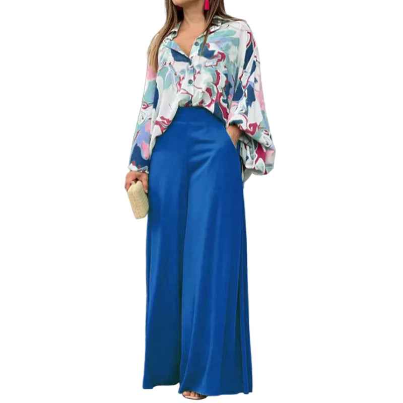 Women’s Printed Wide‑Leg Pants – Lightweight Casual Trousers