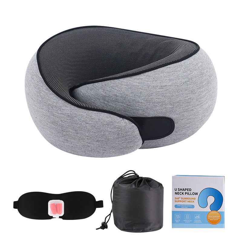 Memory Foam Travel Neck Pillow – Portable Comfort for Airplane & Car
