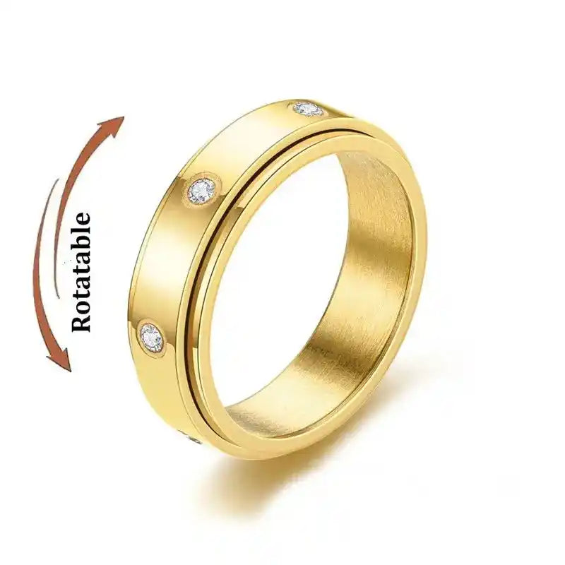Anti Stress Anxiety Fidget Spinner Couple Rings Rotate Freely Jewelry for Men Women Stainless Steel Knuckle Ring Wedding Bague Lifestyle Travel Trading