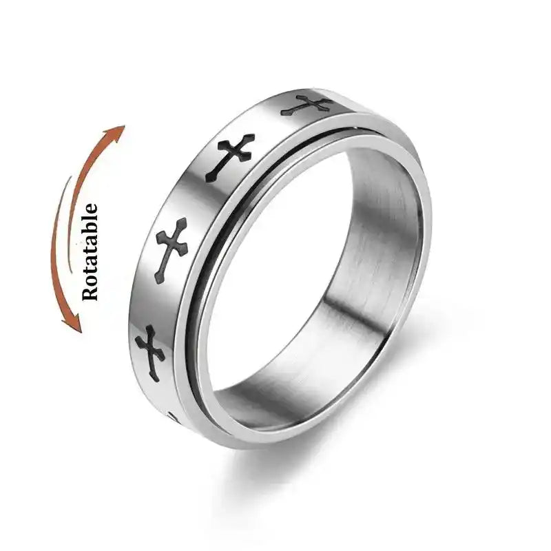 Anti Stress Anxiety Fidget Spinner Couple Rings Rotate Freely Jewelry for Men Women Stainless Steel Knuckle Ring Wedding Bague Lifestyle Travel Trading