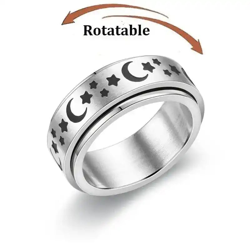 Anti Stress Anxiety Fidget Spinner Couple Rings Rotate Freely Jewelry for Men Women Stainless Steel Knuckle Ring Wedding Bague Lifestyle Travel Trading