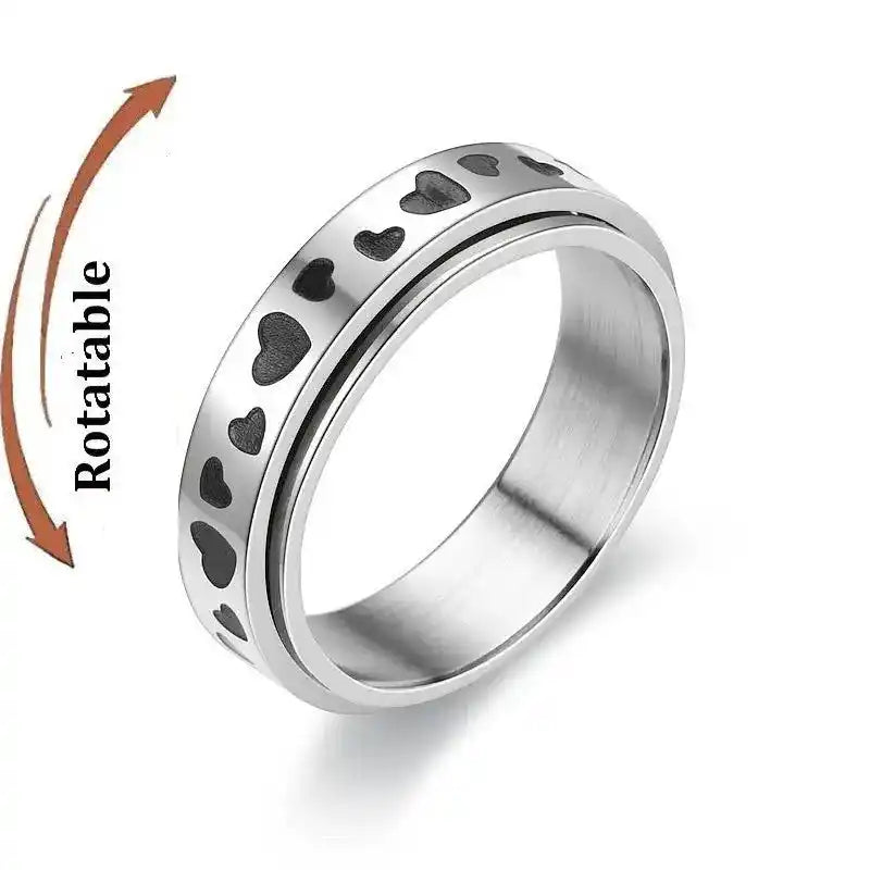 Anti Stress Anxiety Fidget Spinner Couple Rings Rotate Freely Jewelry for Men Women Stainless Steel Knuckle Ring Wedding Bague Lifestyle Travel Trading