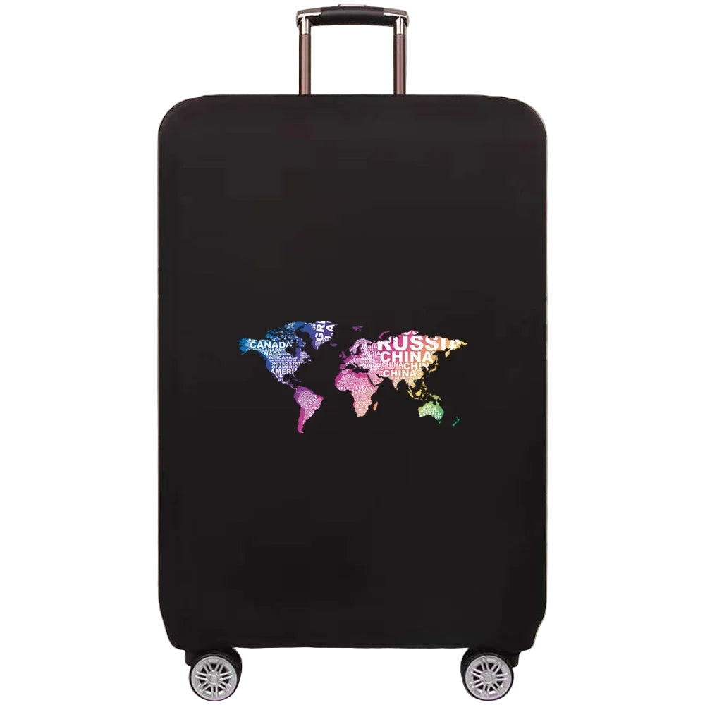 Global Design Luggage Covers | Elastic World Map Protector (S–XL)