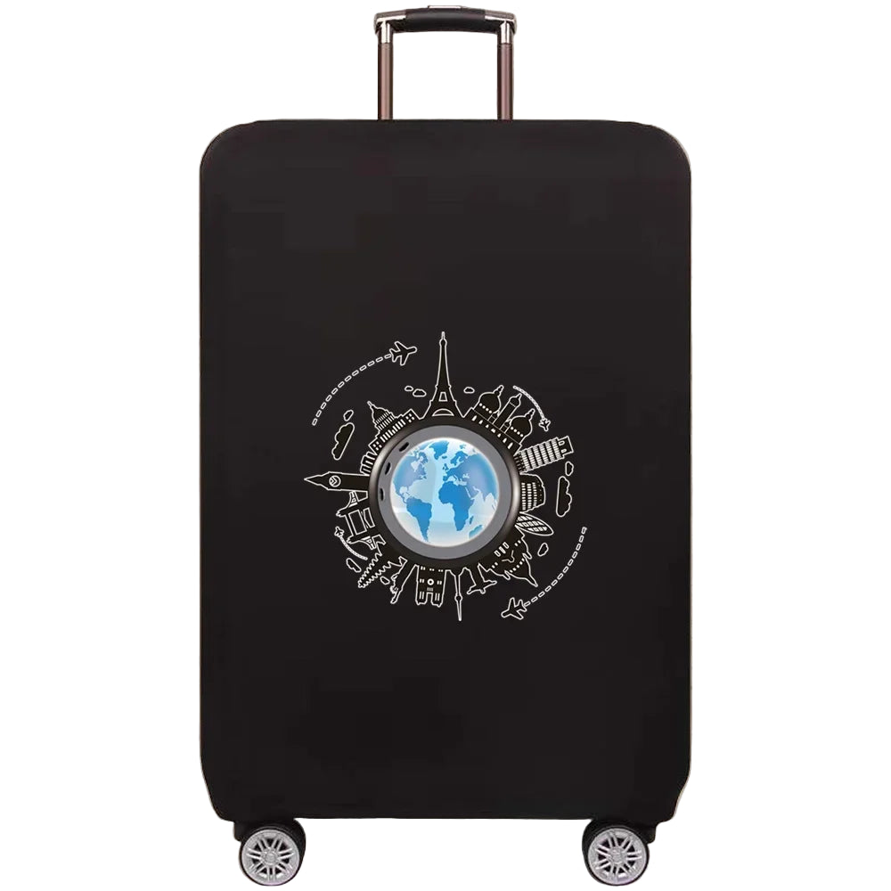 Global Design Luggage Covers | Elastic World Map Protector (S–XL)