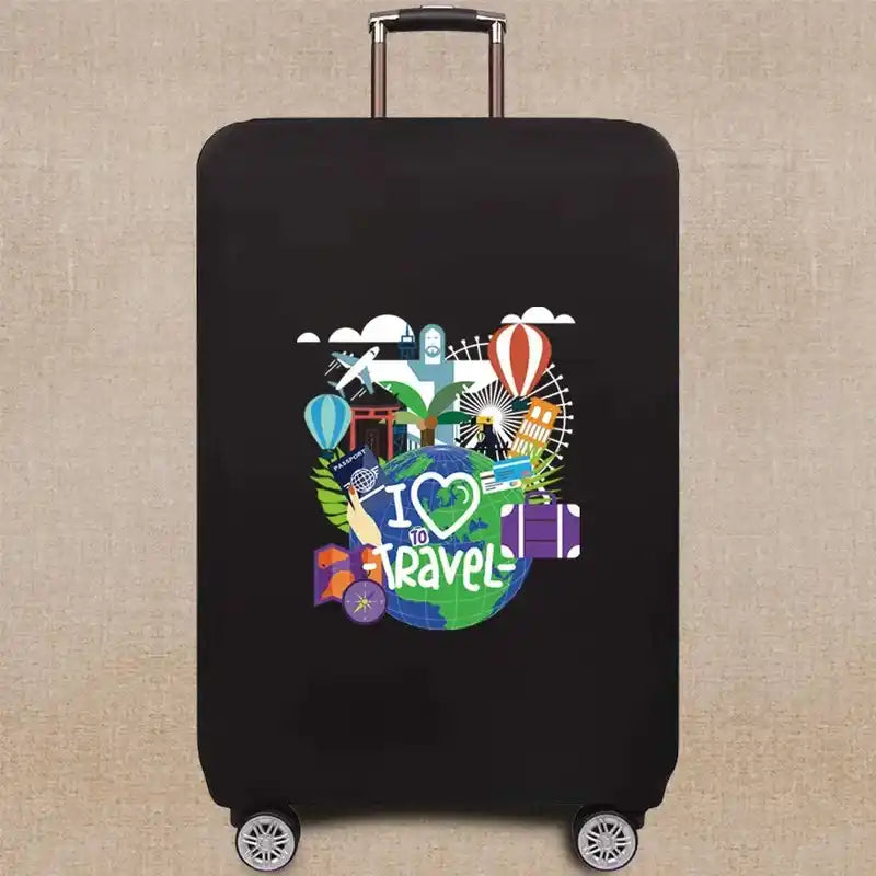 Global Design Luggage Covers | Elastic World Map Protector (S–XL)