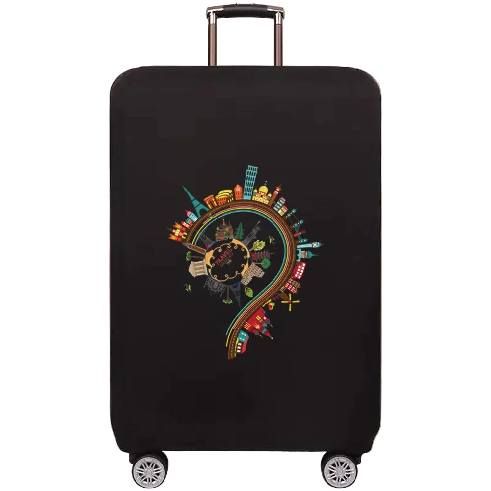 Global Design Luggage Covers | Elastic World Map Protector (S–XL)