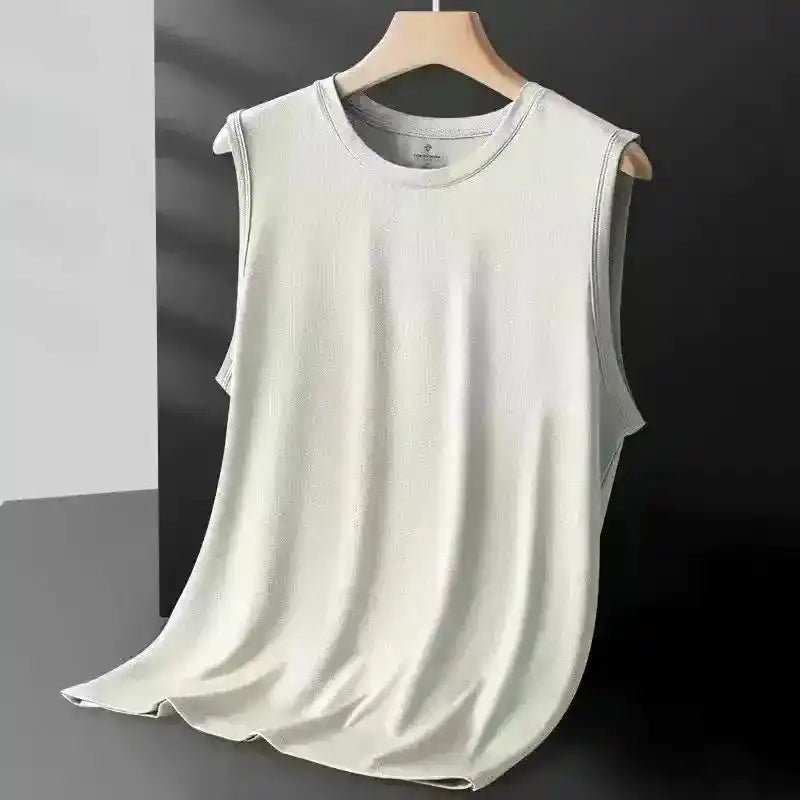 Men's Ice Silk Mesh Vest Lightweight Sports Summer Wear Sleeveless T-shirt Tank Top Casual Fashion Outerwear Lifestyle Travel Trading