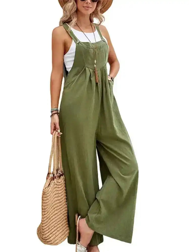 Women Loose Fit Overalls | Wide-Leg Baggy Bib Jumpsuit Dropified