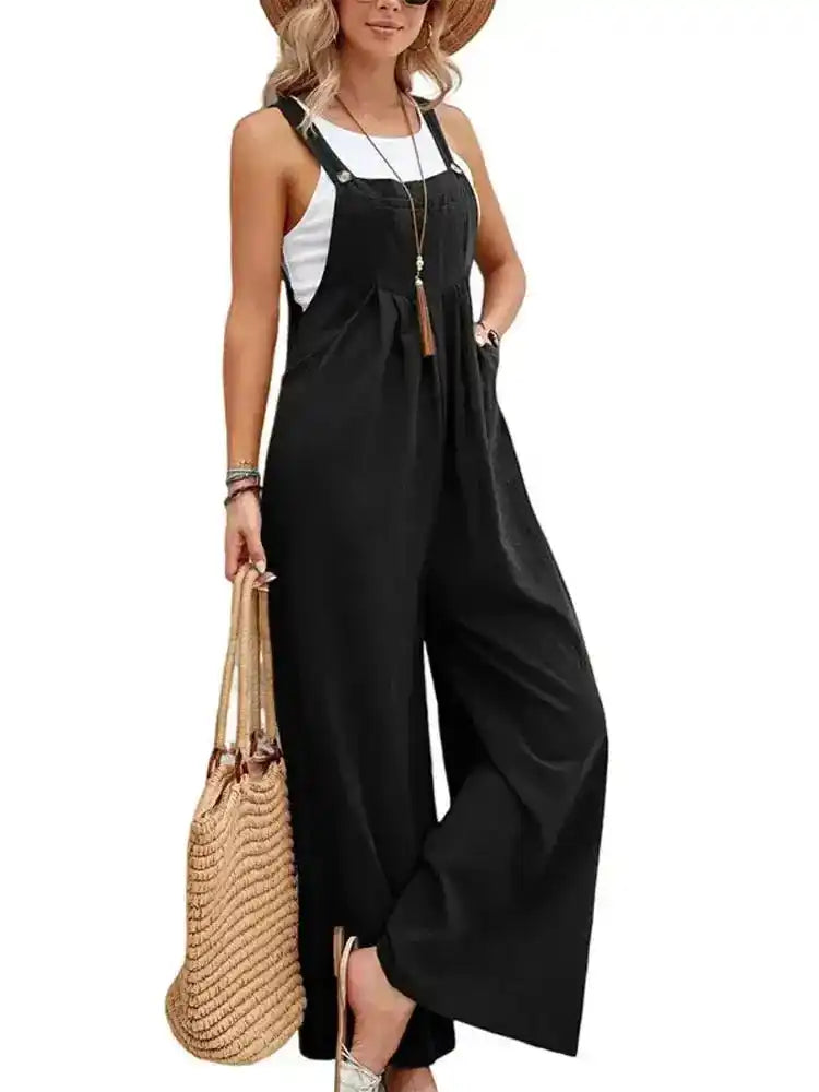 Women Loose Fit Overalls | Wide-Leg Baggy Bib Jumpsuit Dropified
