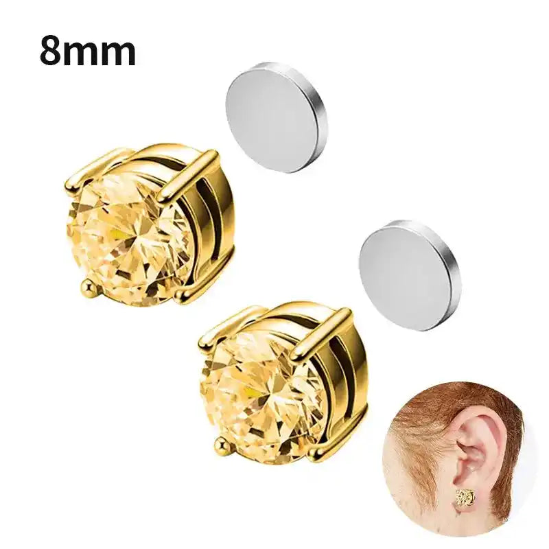 Non Piercing Earrings | Crystal Magnetic Clip-On Studs for Men & Women Dropified