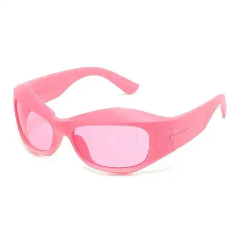 Curved Sports Sunglasses – Retro Y2K Steampunk Style - Lifestyle Travel Trading