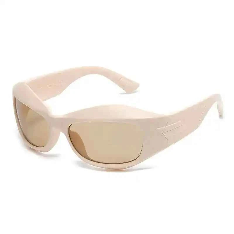 Curved Sports Sunglasses – Retro Y2K Steampunk Style - Lifestyle Travel Trading