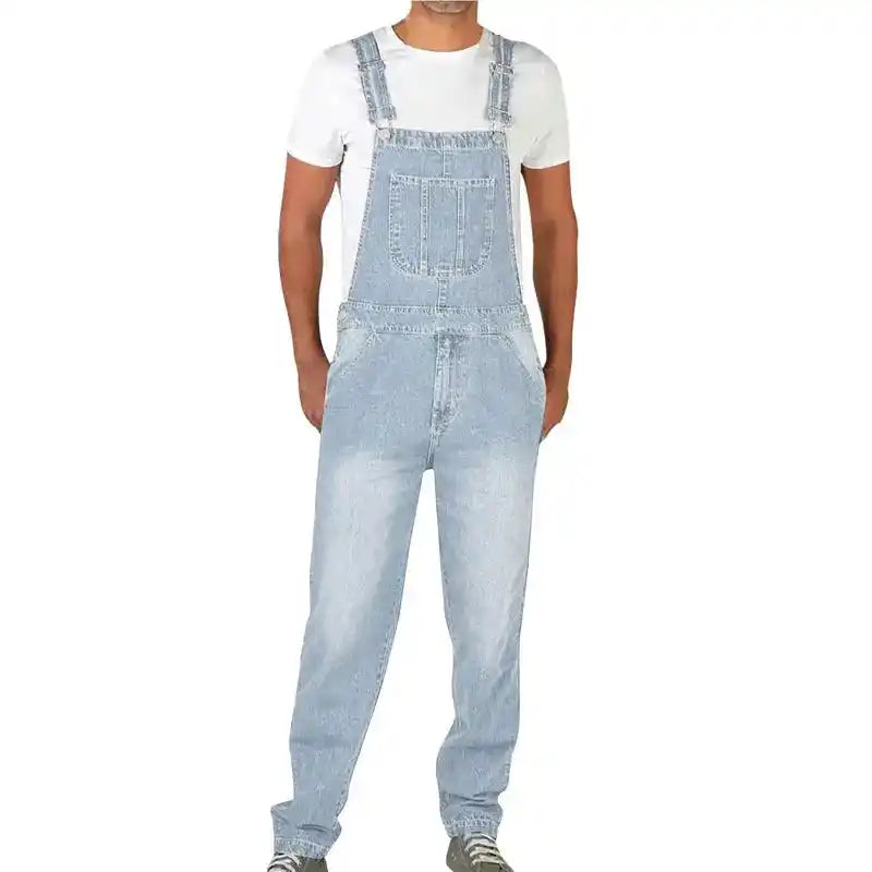 Straight Leg Denim Overalls | Men's Loose Fit Functional Suspender Trousers Dropified