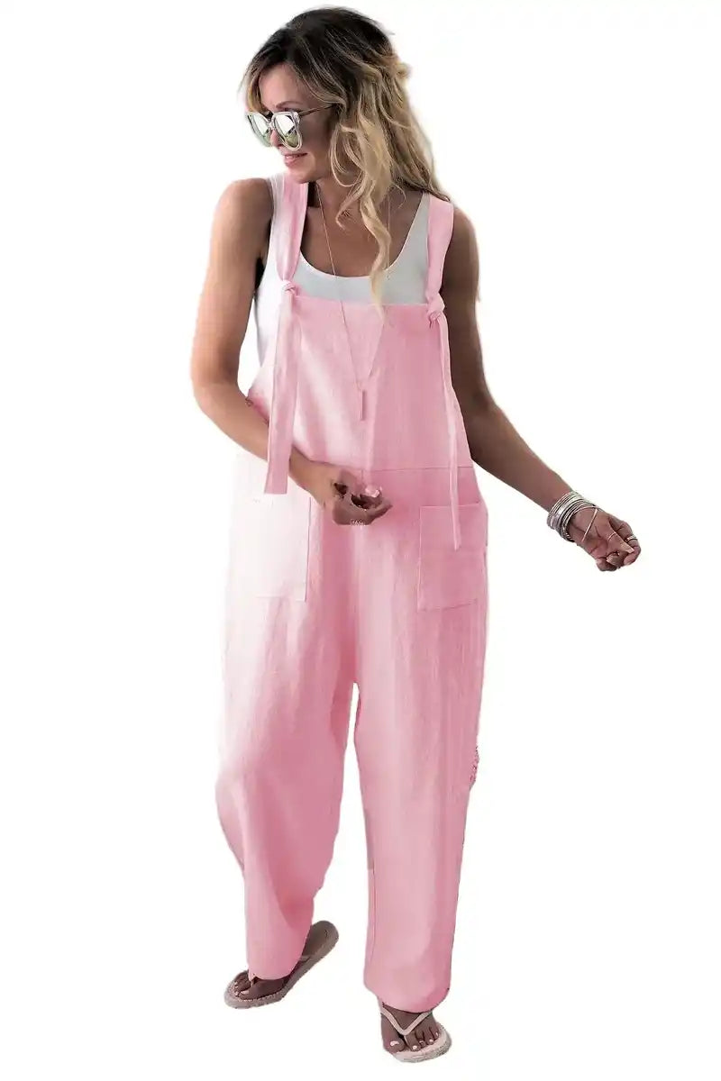 Women Harem Dungarees | Loose Cotton‑Linen Bib Jumpsuit S‑XL Dropified