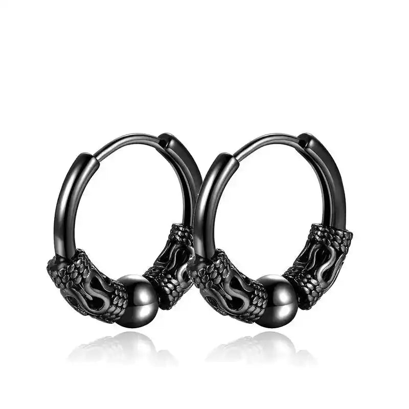 Punk Earrings | Black Stainless Steel Studs for Men and Women Dropified