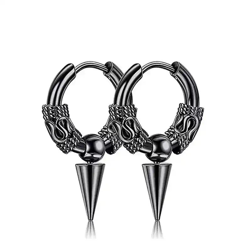Punk Earrings | Black Stainless Steel Studs for Men and Women Dropified