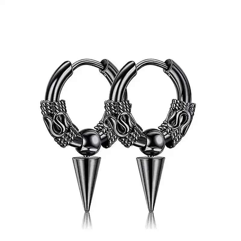 Black Stainless Steel Stud Earrings – Minimal Punk Style - Lifestyle Travel Trading