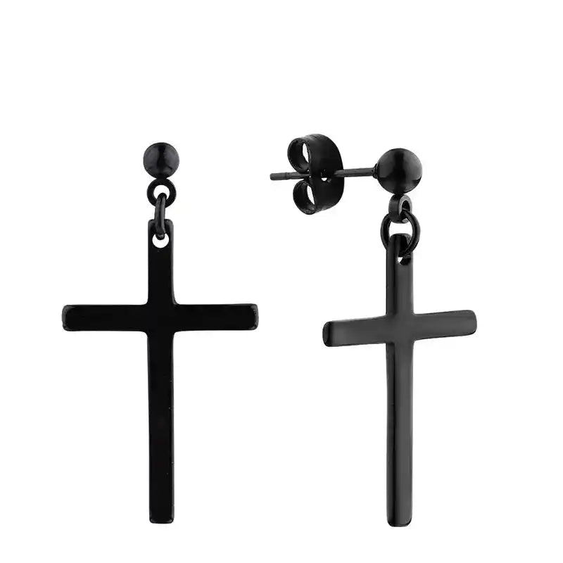 Punk Earrings | Black Stainless Steel Studs for Men and Women Dropified