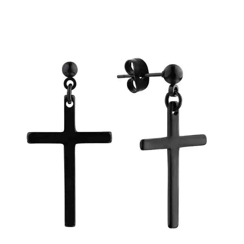 Black Stainless Steel Stud Earrings – Minimal Punk Style - Lifestyle Travel Trading
