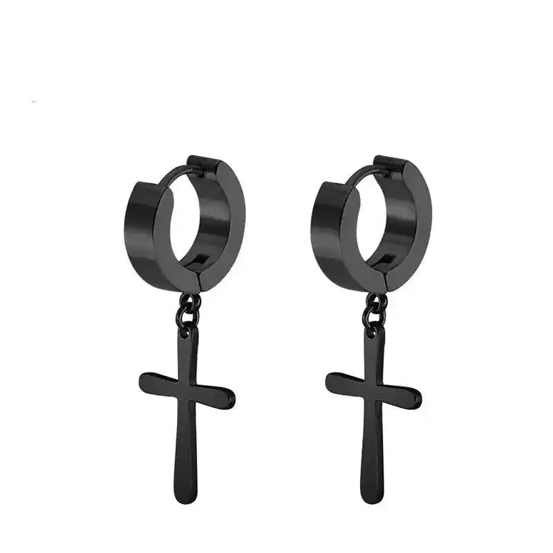 Punk Earrings | Black Stainless Steel Studs for Men and Women Dropified