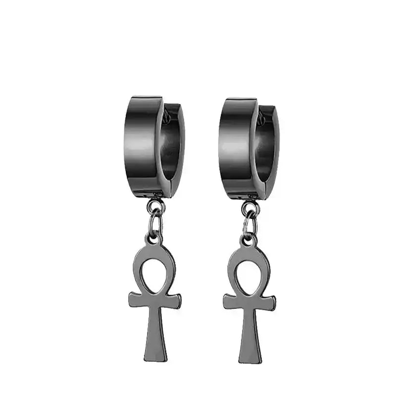 Punk Earrings | Black Stainless Steel Studs for Men and Women Dropified