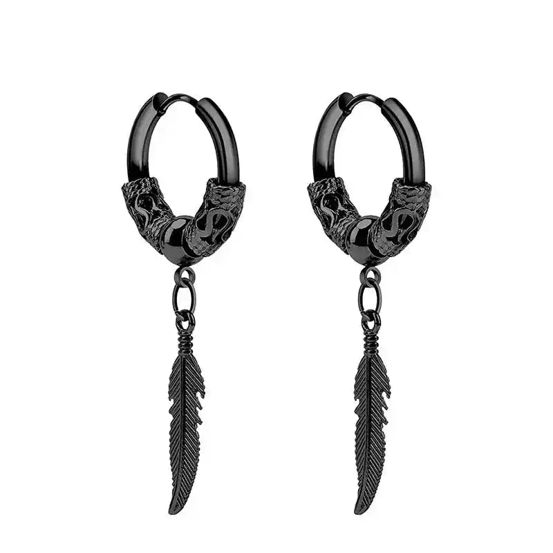 Punk Earrings | Black Stainless Steel Studs for Men and Women Dropified