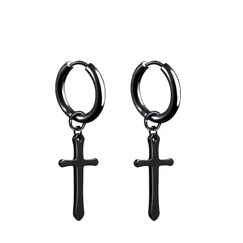Punk Earrings | Black Stainless Steel Studs for Men and Women Dropified