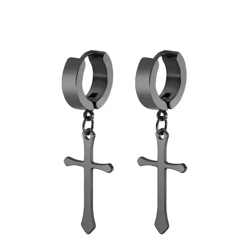 Punk Earrings | Black Stainless Steel Studs for Men and Women Dropified