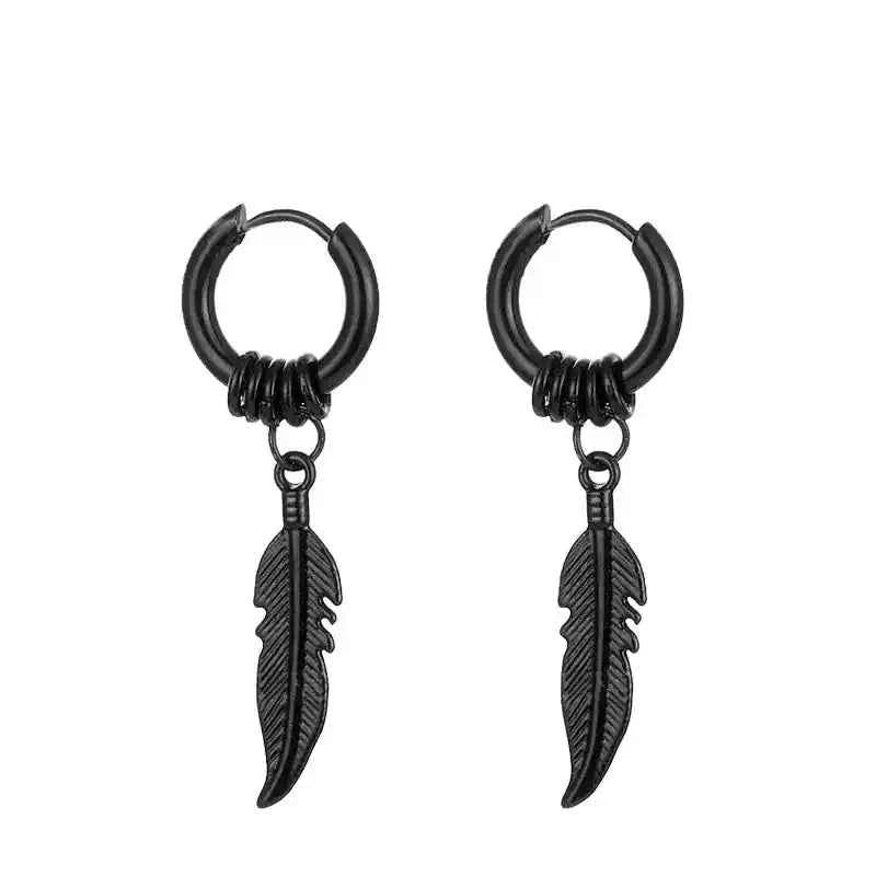 Black Stainless Steel Stud Earrings – Minimal Punk Style - Lifestyle Travel Trading