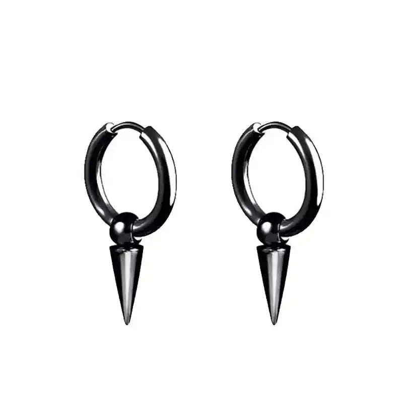 Punk Earrings | Black Stainless Steel Studs for Men and Women Dropified
