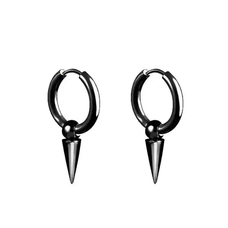 Black Stainless Steel Stud Earrings – Minimal Punk Style - Lifestyle Travel Trading