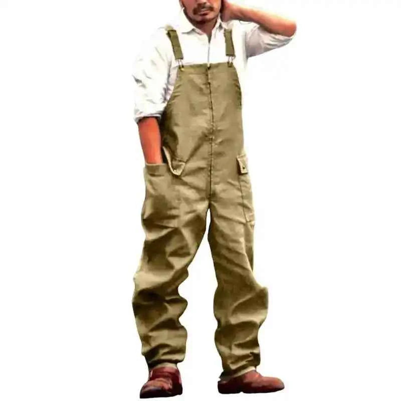 Men Denim Jumpsuit | Casual Retro Style Loose Fit Overalls