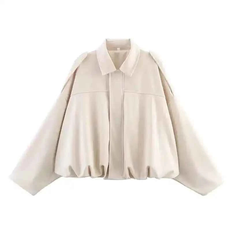 Women’s Bomber Jacket – Turn‑Down Collar Loose‑Fit Vintage Style - Lifestyle Travel Trading