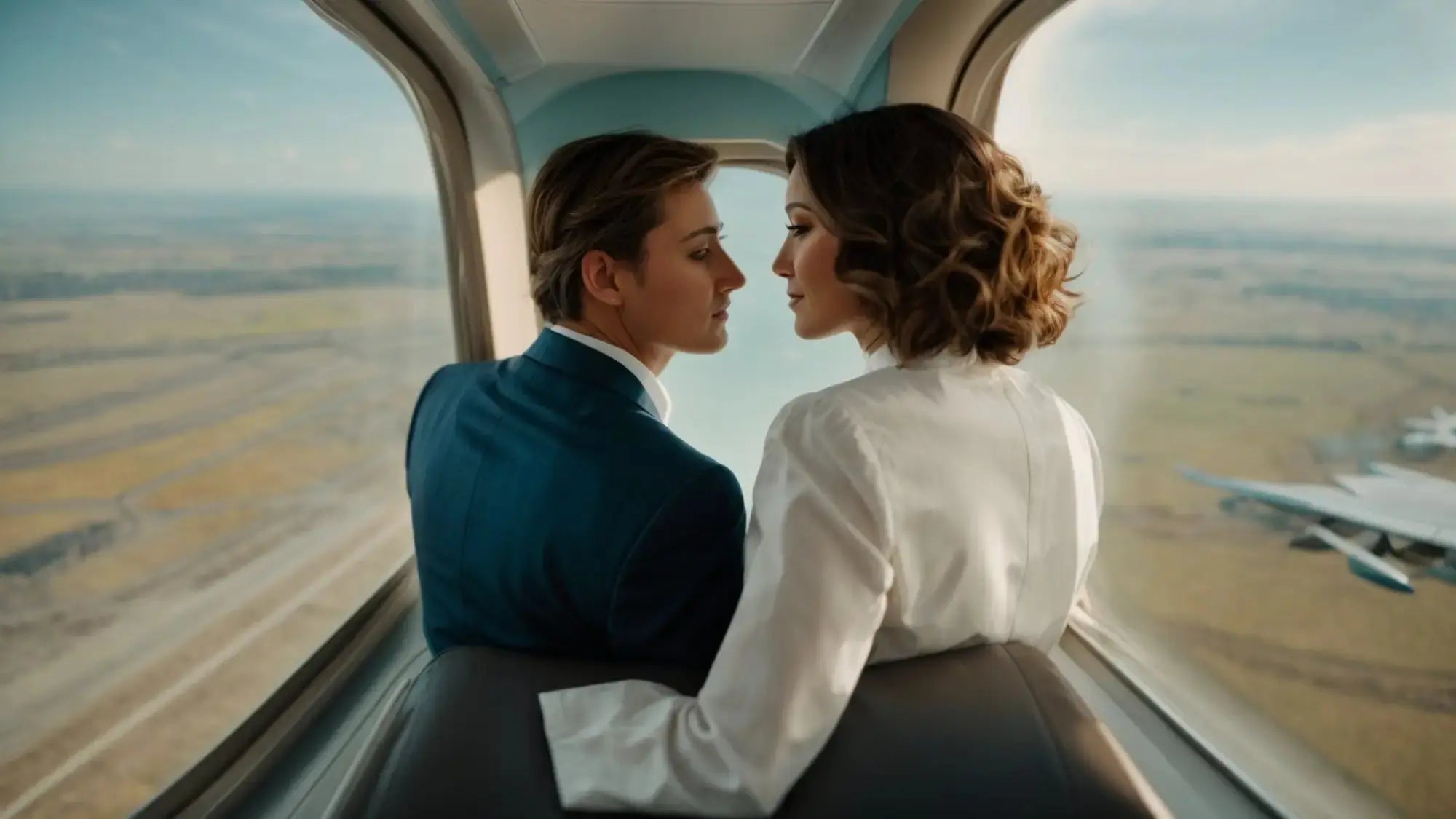 a couple flying in style