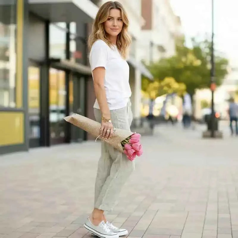 Women Drawstring Pants | Elegant Loose Cotton Trousers
