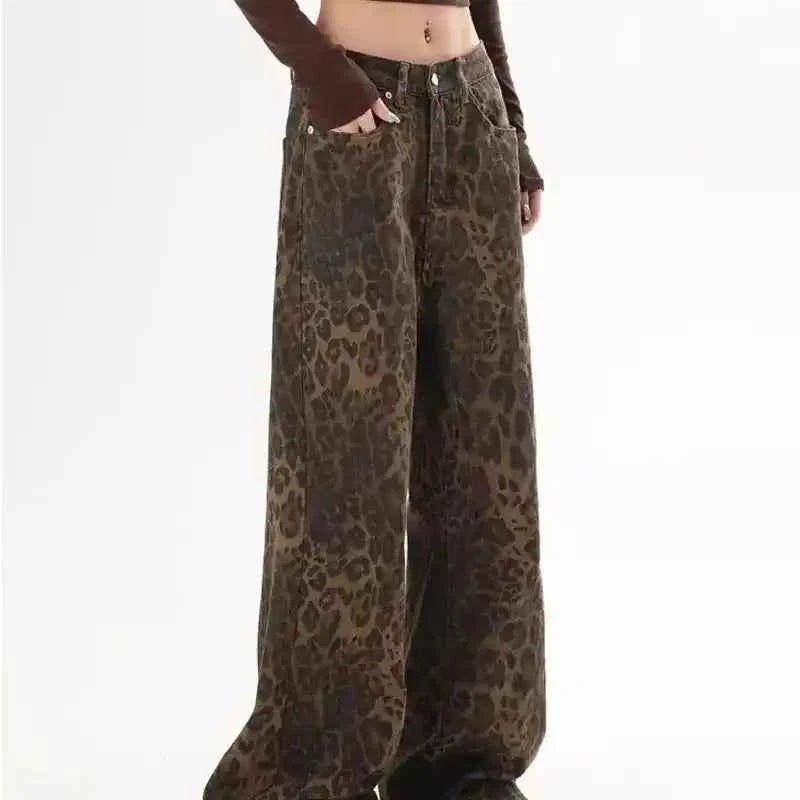Leopard Print Pants | Women's Vintage Straight Leg Trousers