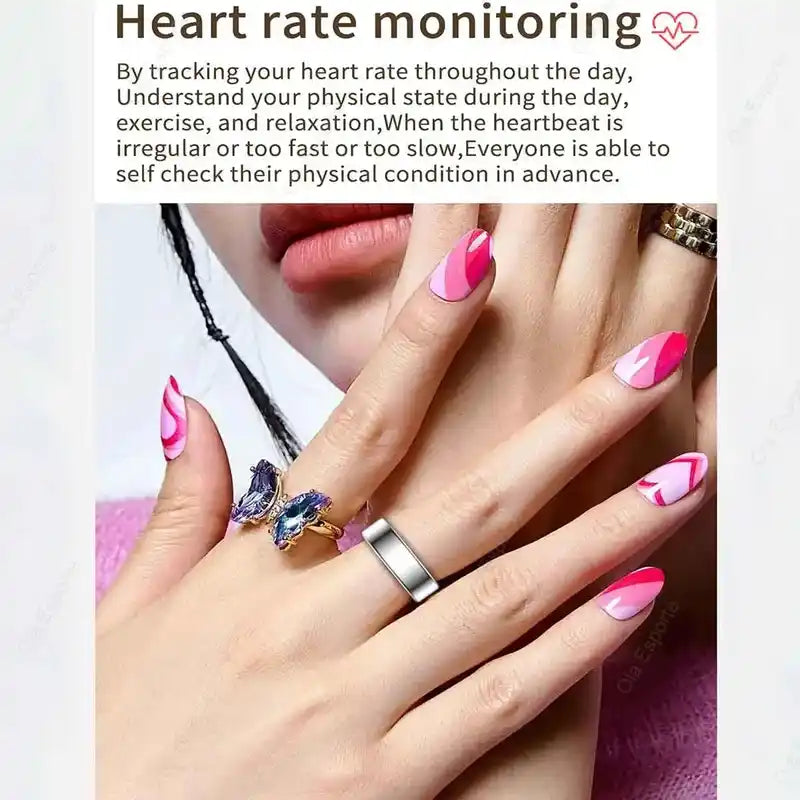 2025 New Smart Ring Men Women, Heart Rate and Blood Oxygen Monitor Smartring IP68 5ATM Waterproof, Multi-sport Mode Finger Ring Lifestyle Travel Trading