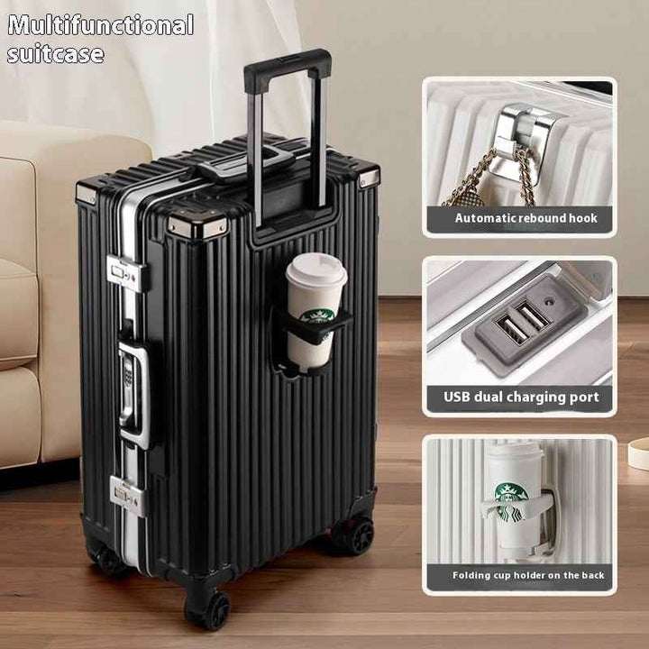Aluminium Frame Trolley Suitcase – Large‑Capacity Luggage with Combination Lock