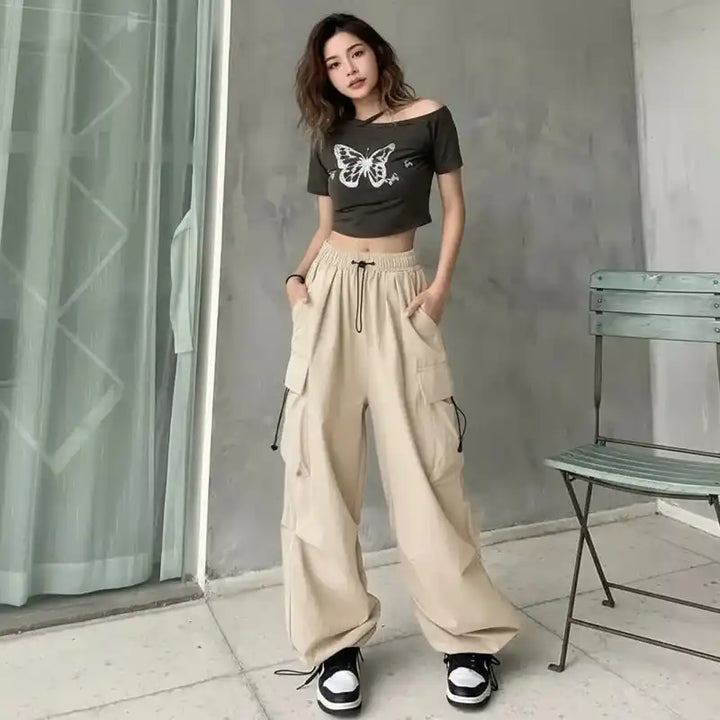 Tooling Pants | Women's Retro Wide-Leg Straight Beam Casual Trousers Dropified