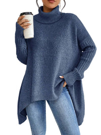 Women’s Irregular Turtleneck Sweater – Loose‑Fit Pullover in Multiple Colours
