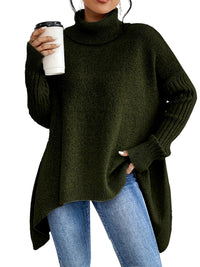 Women’s Irregular Turtleneck Sweater – Loose‑Fit Pullover in Multiple Colours