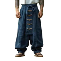 Cotton Linen Pants | Men's Ethnic Style Wide Leg Trousers - Lifestyle Travel Trading