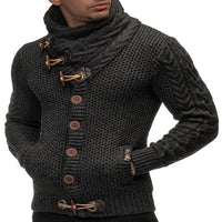 Men’s Knitted Jacket – High Collar Button‑Up Cardigan