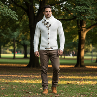 Men’s Knitted Jacket – High Collar Button‑Up Cardigan