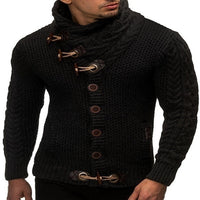 Men’s Knitted Jacket – High Collar Button‑Up Cardigan