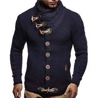 Men’s Knitted Jacket – High Collar Button‑Up Cardigan